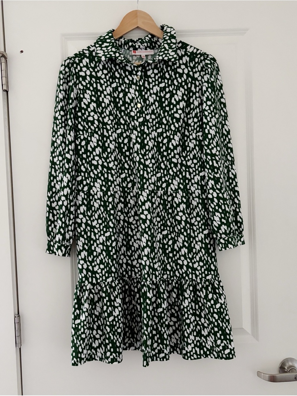 Jude Connally Henley Shirt Dress Antelope Jungle Green Jude Cloth Preppy Large